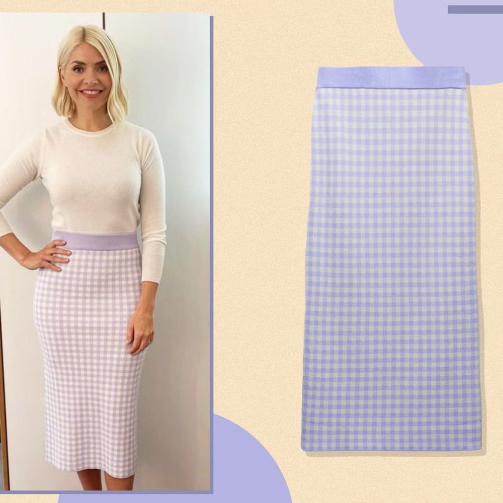 Zara Purple Gingham Pencil Skirt - NWOT